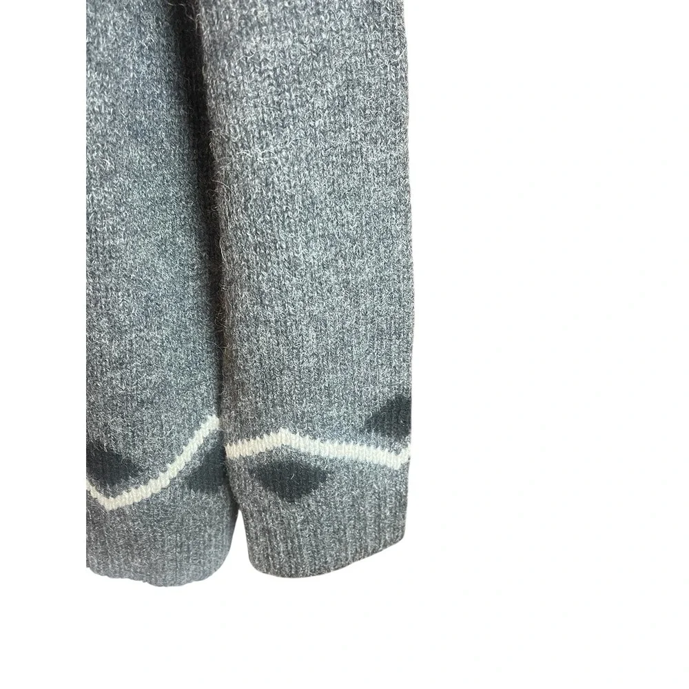 LL Bean Mens XL Shetland Wool‎ Quarter Zip Fair Isle Sweater Gray Nordic